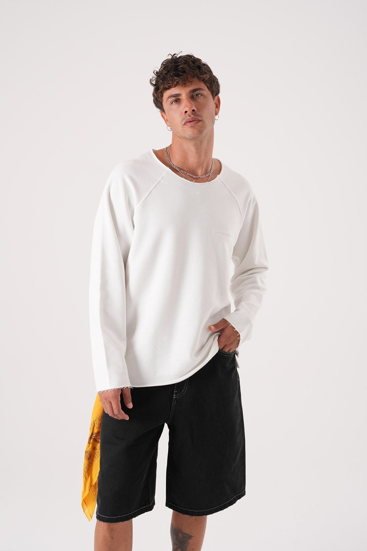 Unisex Oversized Raglan Sweatshirt - Raw Hem Detail Withinblack