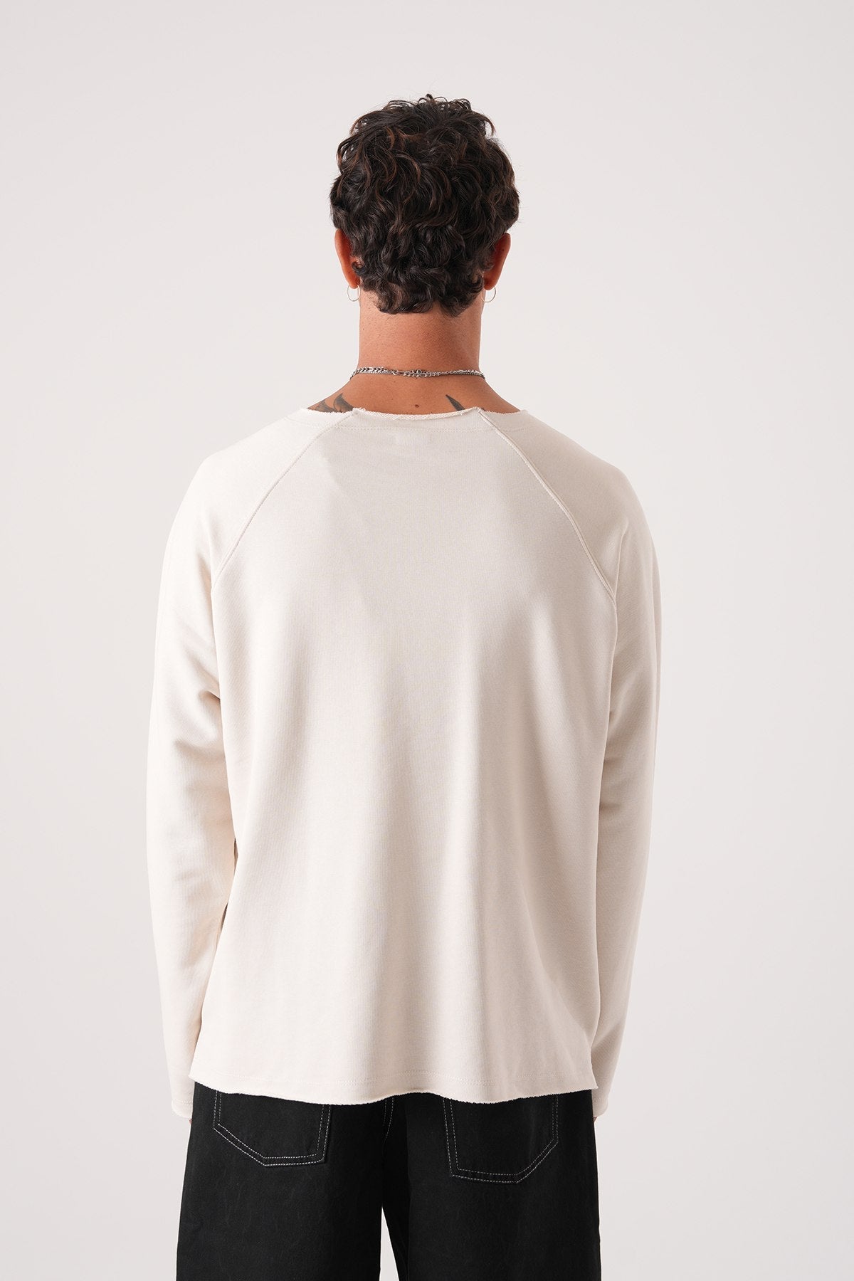 Unisex Oversized Raglan Sweatshirt - Raw Hem Detail Withinblack