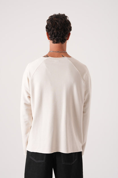 Unisex Oversized Raglan Sweatshirt - Raw Hem Detail Withinblack