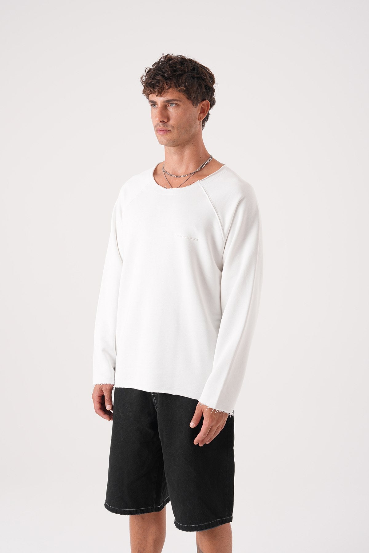 Unisex Oversized Raglan Sweatshirt - Raw Hem Detail Withinblack