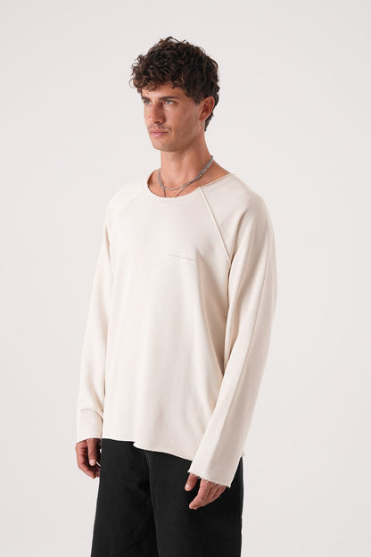 Unisex Oversized Raglan Sweatshirt - Raw Hem Detail Withinblack