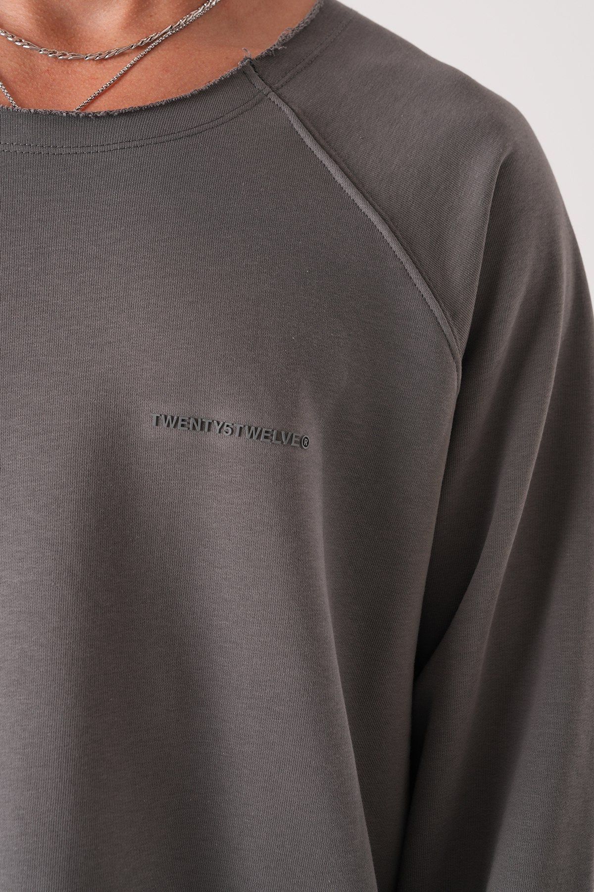 Unisex Oversized Raglan Sweatshirt - Raw Hem Detail Withinblack