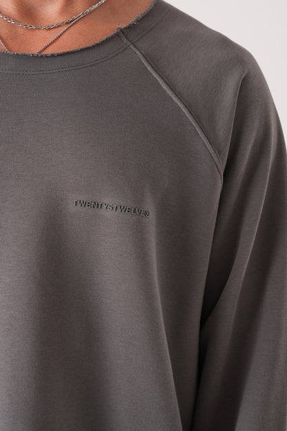 Unisex Oversized Raglan Sweatshirt - Raw Hem Detail Withinblack