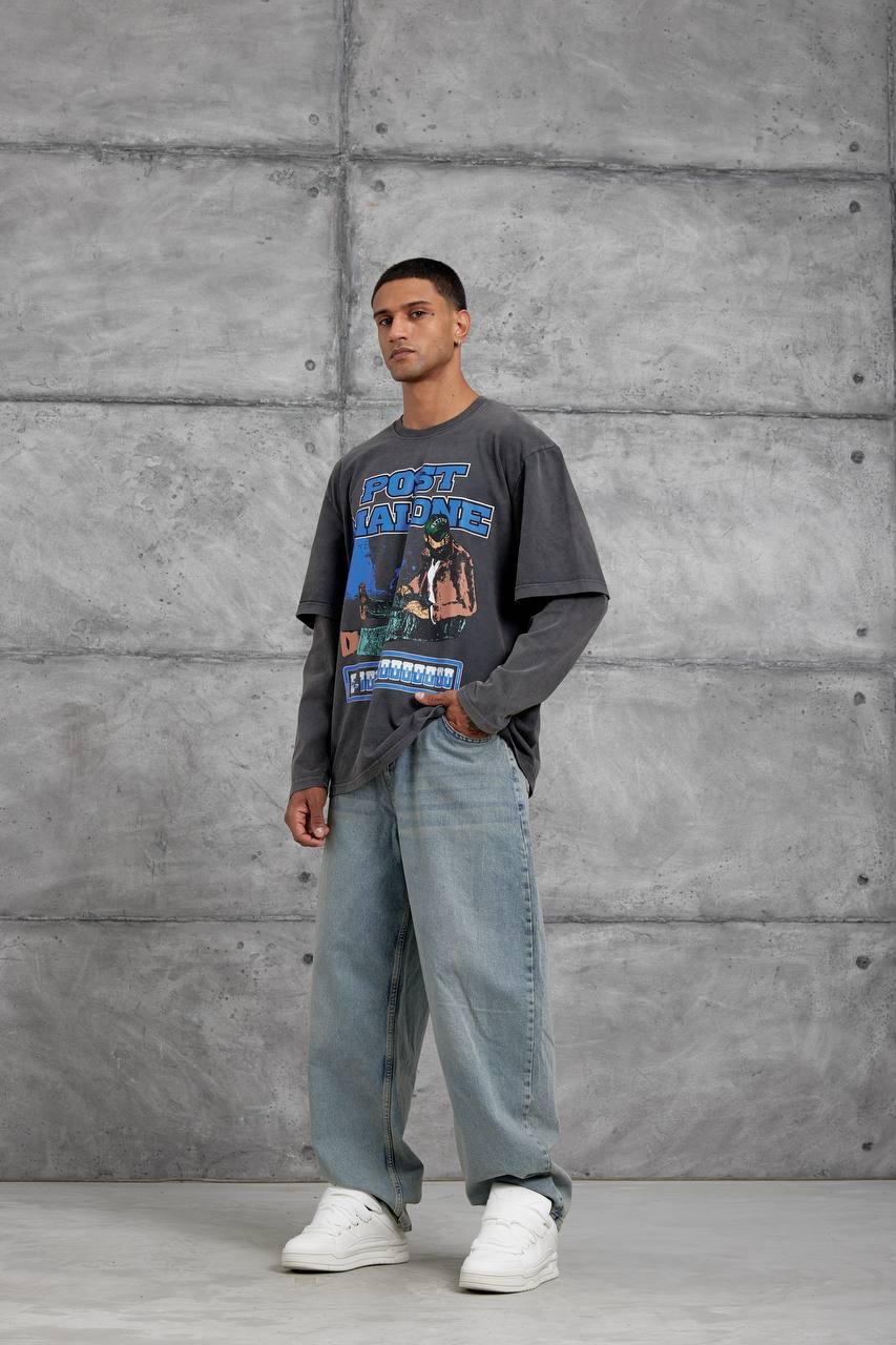 Unisex "Post Malone" Graphic T-Shirt – Layered Oversized Pullover Withinblack