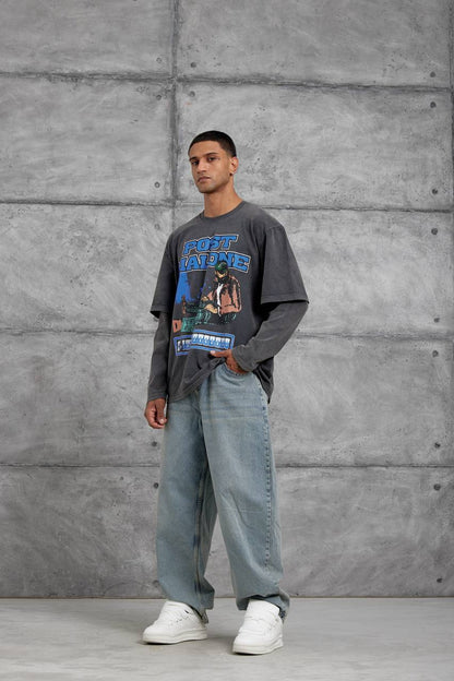 Unisex "Post Malone" Graphic T-Shirt – Layered Oversized Pullover Withinblack