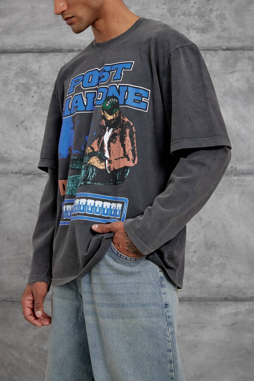 Unisex "Post Malone" Graphic T-Shirt – Layered Oversized Pullover Withinblack