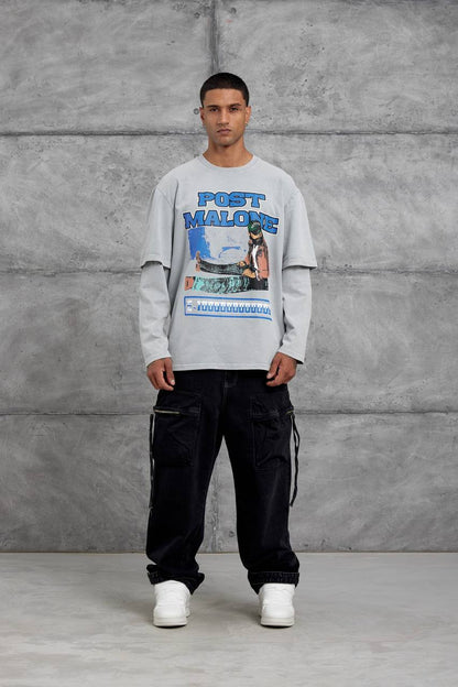 Unisex "Post Malone" Graphic T-Shirt – Layered Oversized Pullover Withinblack