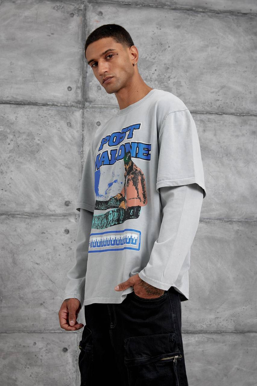 Unisex "Post Malone" Graphic T-Shirt – Layered Oversized Pullover Withinblack