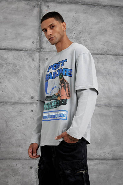 Unisex "Post Malone" Graphic T-Shirt – Layered Oversized Pullover Withinblack