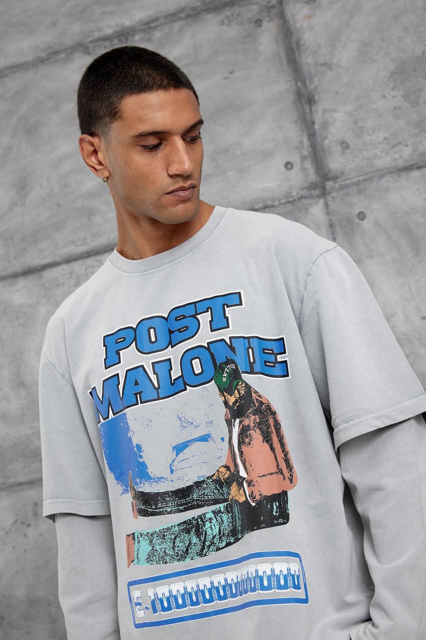Unisex "Post Malone" Graphic T-Shirt – Layered Oversized Pullover Withinblack