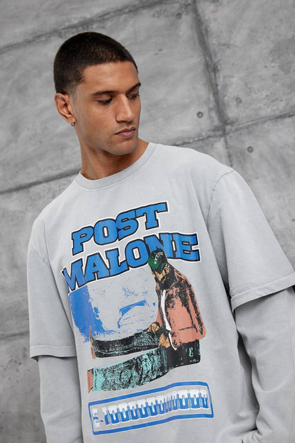 Unisex "Post Malone" Graphic T-Shirt – Layered Oversized Pullover Withinblack