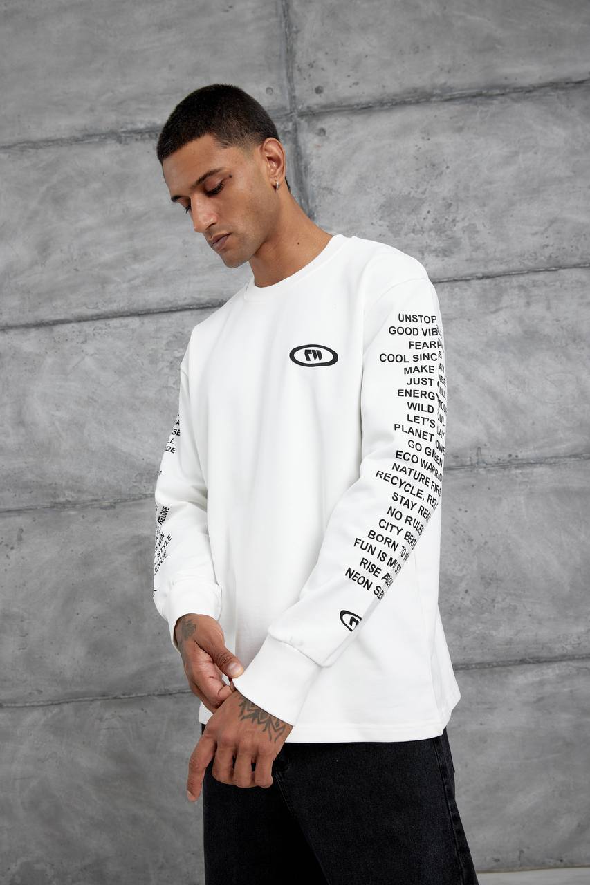 Unisex Text Sleeve Long-Sleeve T-Shirt – Urban Graphic Pullover Withinblack