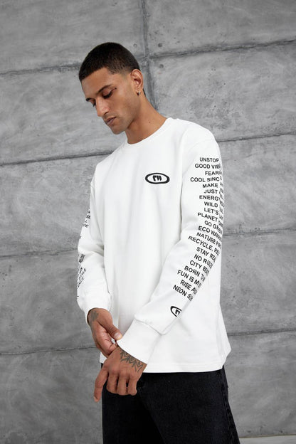 Unisex Text Sleeve Long-Sleeve T-Shirt – Urban Graphic Pullover Withinblack
