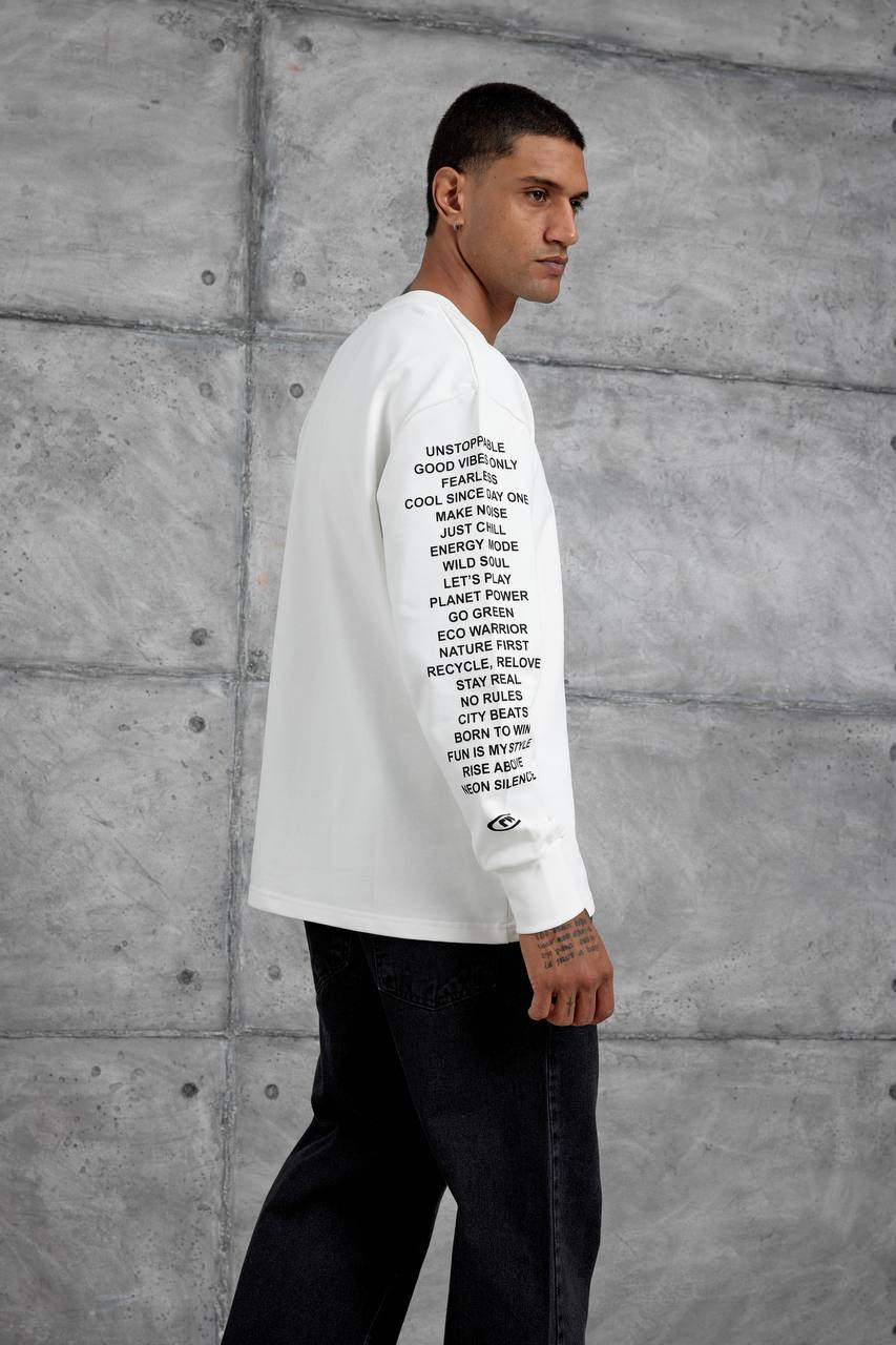 Unisex Text Sleeve Long-Sleeve T-Shirt – Urban Graphic Pullover Withinblack