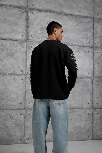 Unisex Text Sleeve Long-Sleeve T-Shirt – Urban Graphic Pullover Withinblack