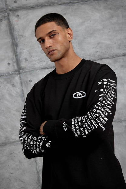 Unisex Text Sleeve Long-Sleeve T-Shirt – Urban Graphic Pullover Withinblack