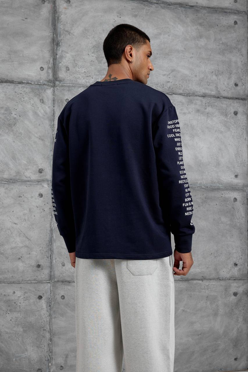 Unisex Text Sleeve Long-Sleeve T-Shirt – Urban Graphic Pullover Withinblack