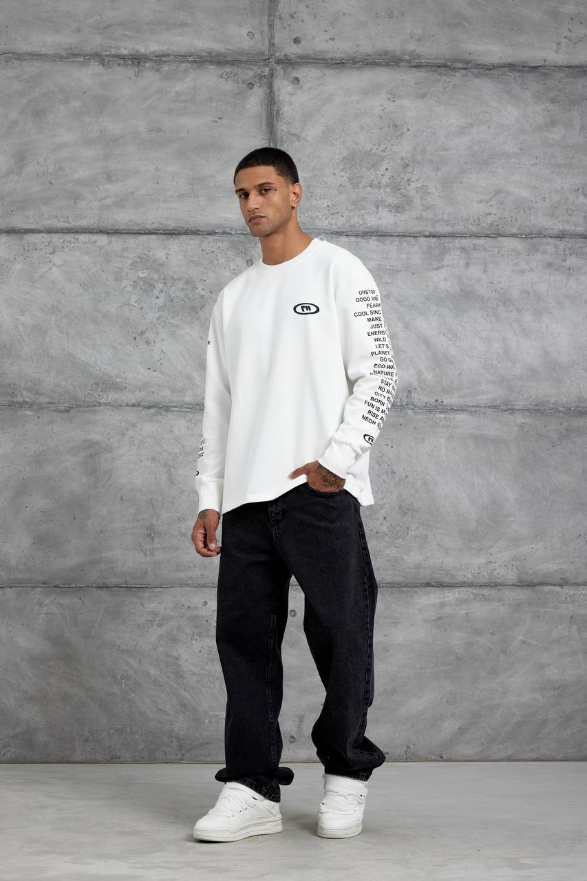 Unisex Text Sleeve Long-Sleeve T-Shirt – Urban Graphic Pullover Withinblack