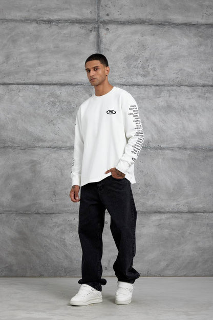 Unisex Text Sleeve Long-Sleeve T-Shirt – Urban Graphic Pullover Withinblack