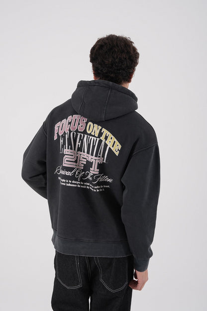 Unisex Washed Graphic Hoodie – "Survival of the Fittest" Print Withinblack