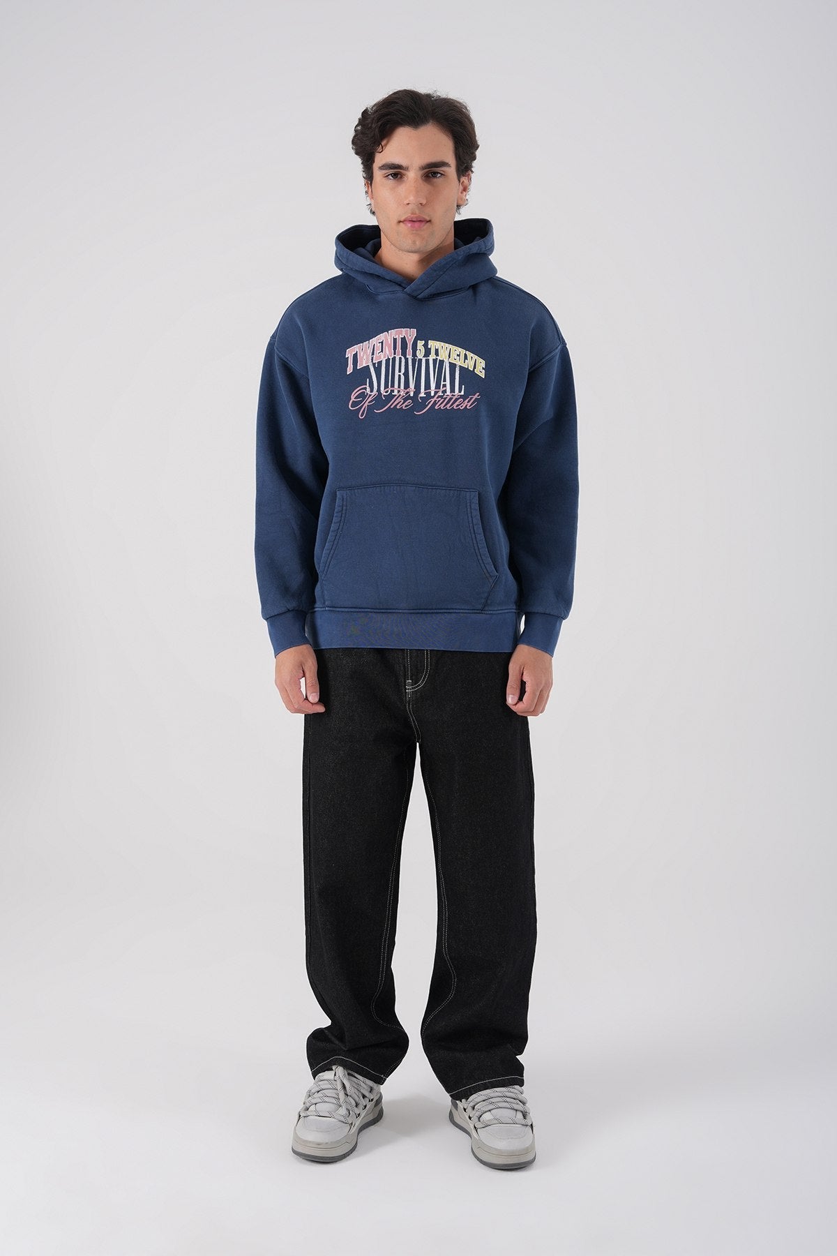 Unisex Washed Graphic Hoodie – "Survival of the Fittest" Print Withinblack