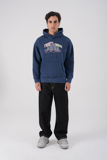 Unisex Washed Graphic Hoodie – "Survival of the Fittest" Print Withinblack