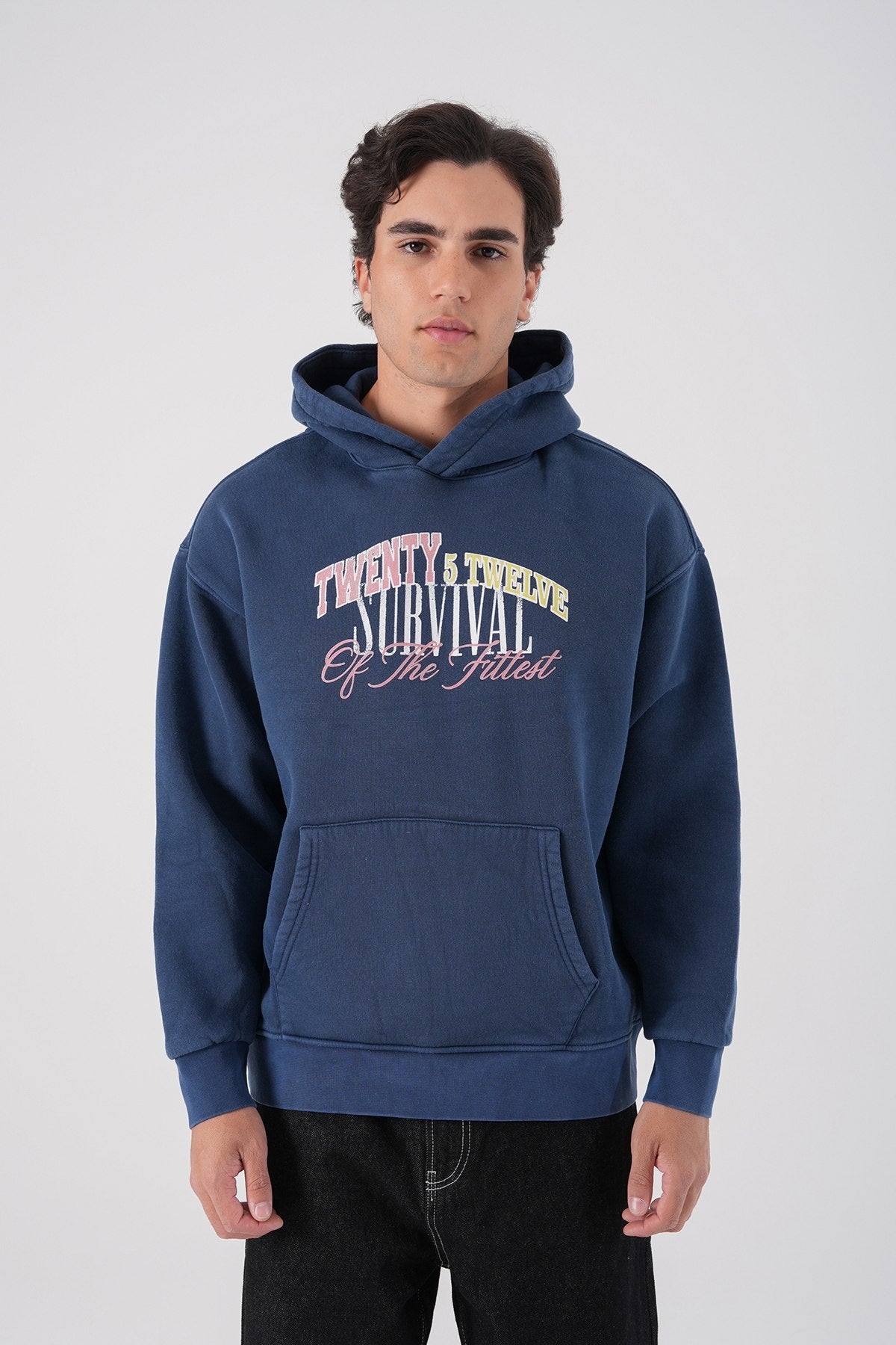 Unisex Washed Graphic Hoodie – "Survival of the Fittest" Print Withinblack