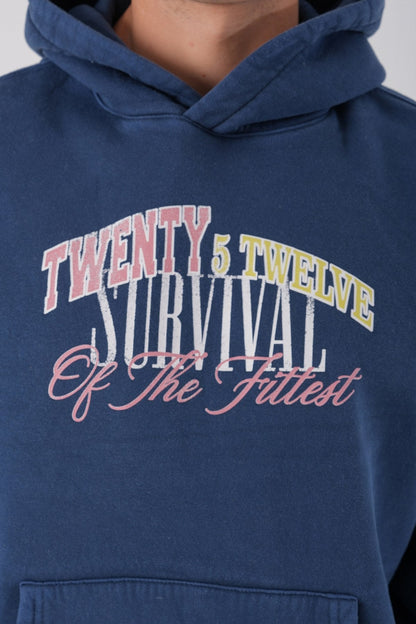 Unisex Washed Graphic Hoodie – "Survival of the Fittest" Print Withinblack