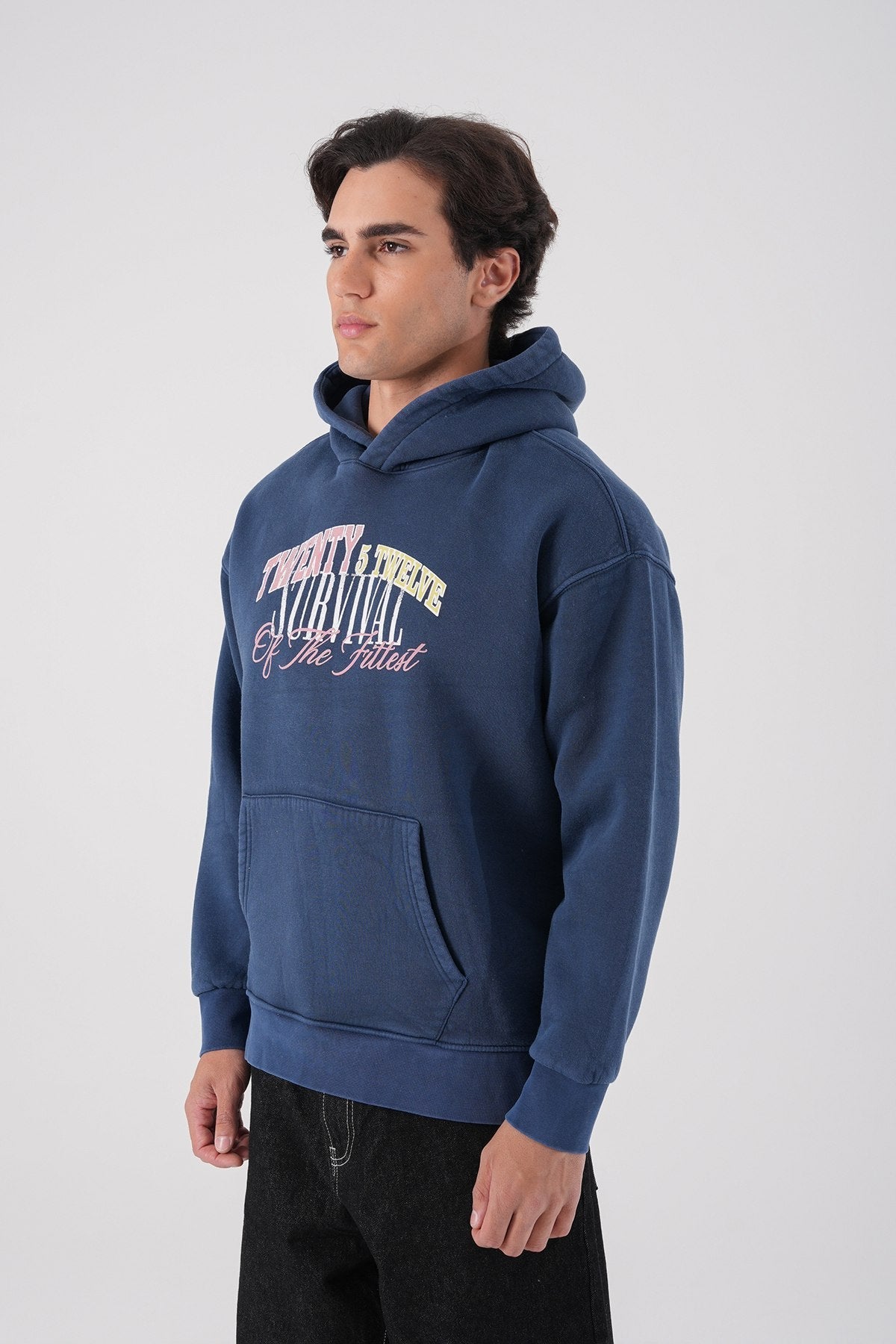 Unisex Washed Graphic Hoodie – "Survival of the Fittest" Print Withinblack