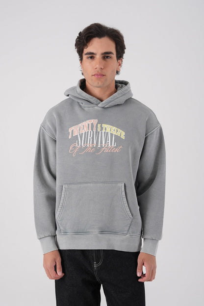 Unisex Washed Graphic Hoodie – "Survival of the Fittest" Print Withinblack