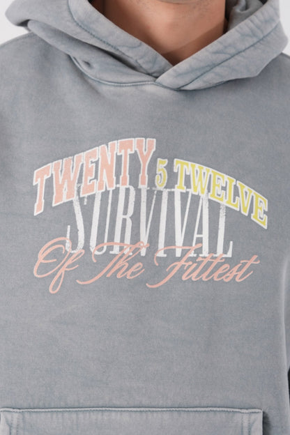 Unisex Washed Graphic Hoodie – "Survival of the Fittest" Print Withinblack