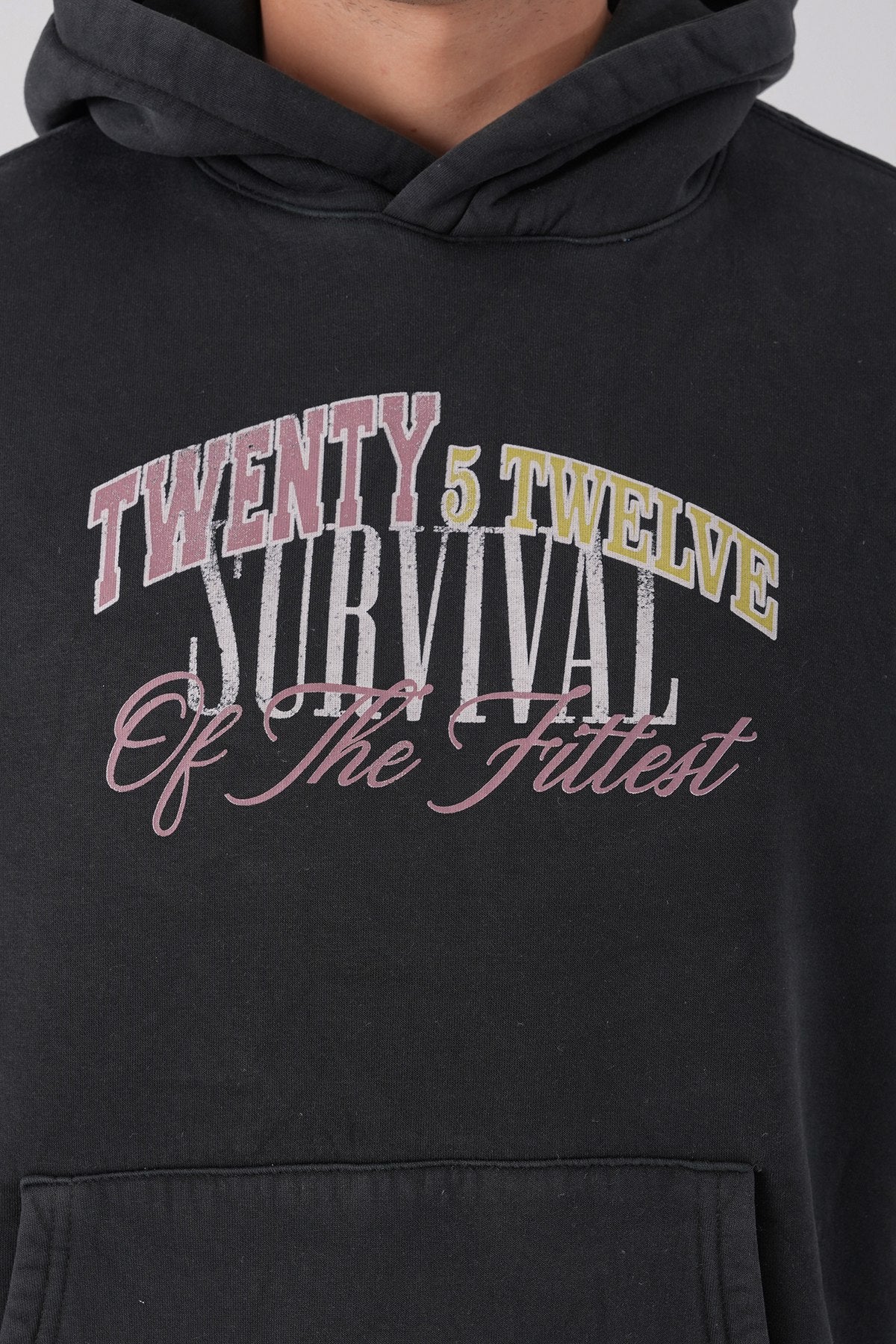 Unisex Washed Graphic Hoodie – "Survival of the Fittest" Print Withinblack