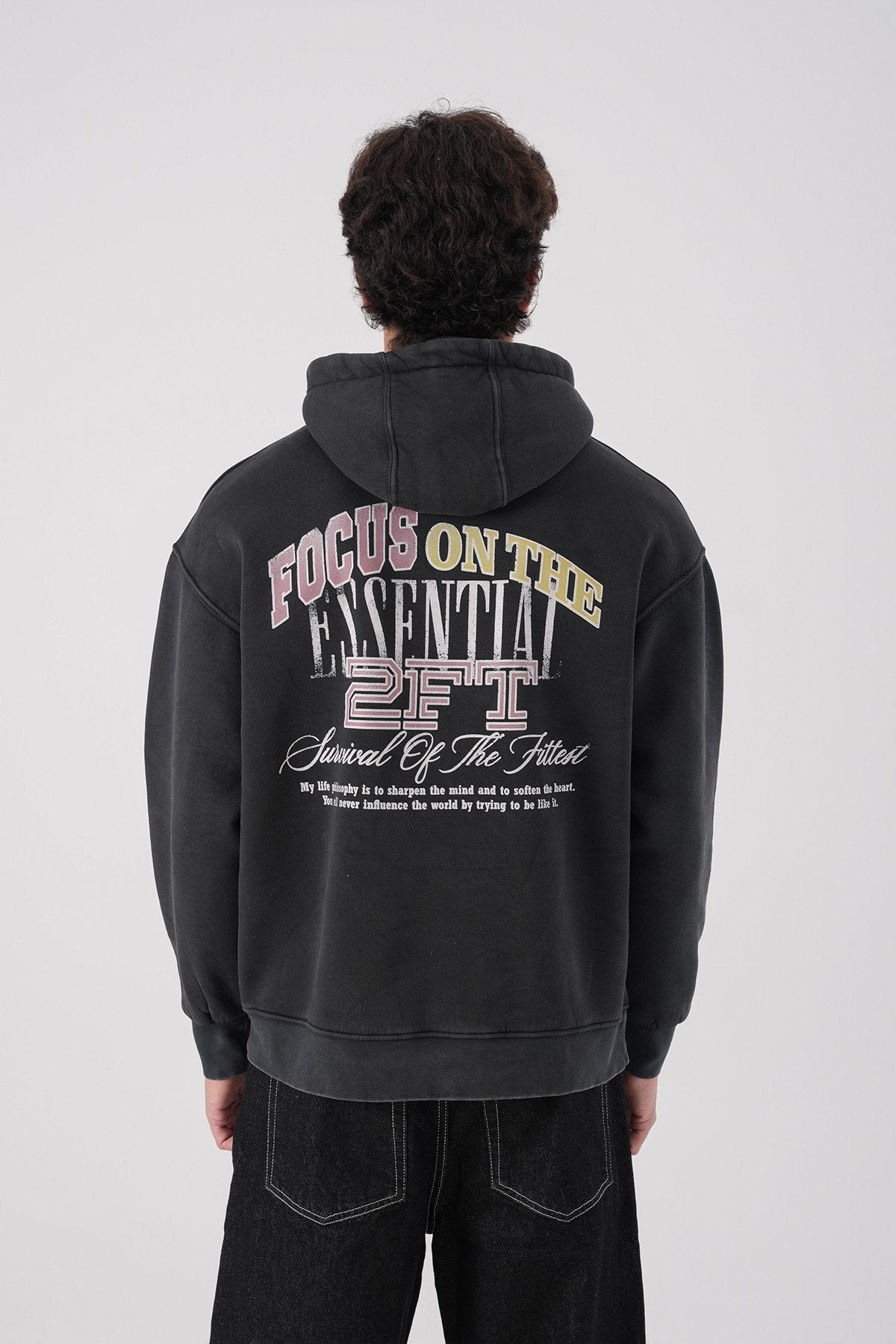 Unisex Washed Graphic Hoodie – "Survival of the Fittest" Print Withinblack