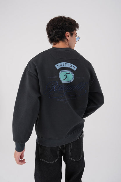 Unisex Washed Graphic Sweatshirt – "Reasonable" Back Print Withinblack
