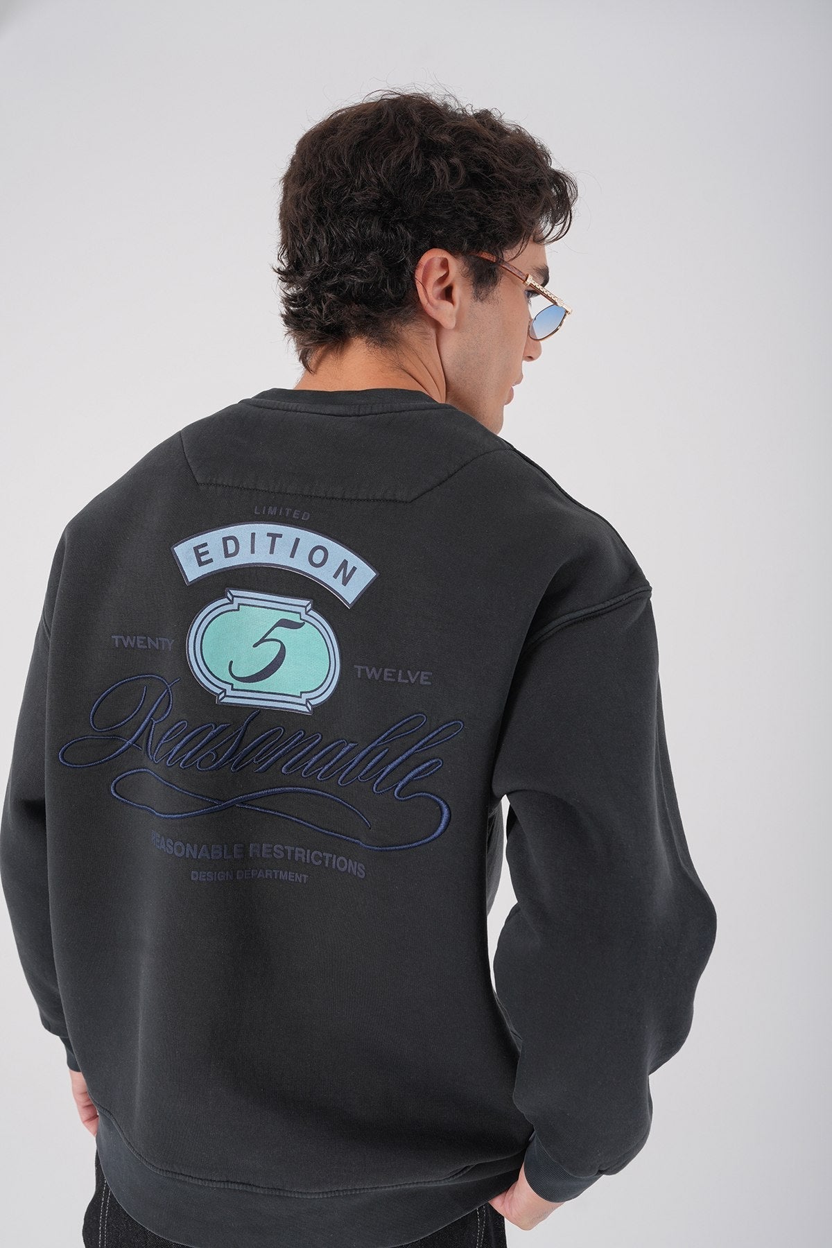 Unisex Washed Graphic Sweatshirt – "Reasonable" Back Print Withinblack
