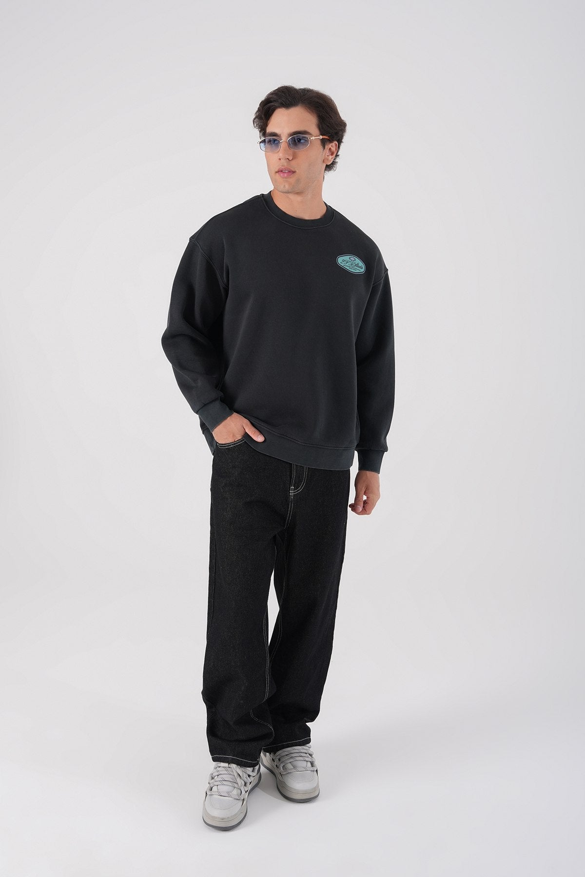 Unisex Washed Graphic Sweatshirt – "Reasonable" Back Print Withinblack