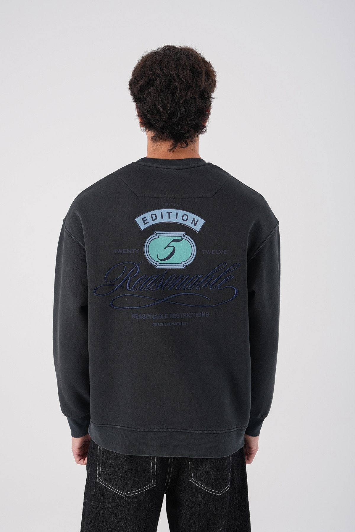 Unisex Washed Graphic Sweatshirt – "Reasonable" Back Print Withinblack