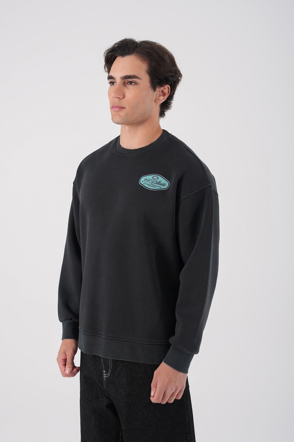 Unisex Washed Graphic Sweatshirt – "Reasonable" Back Print Withinblack