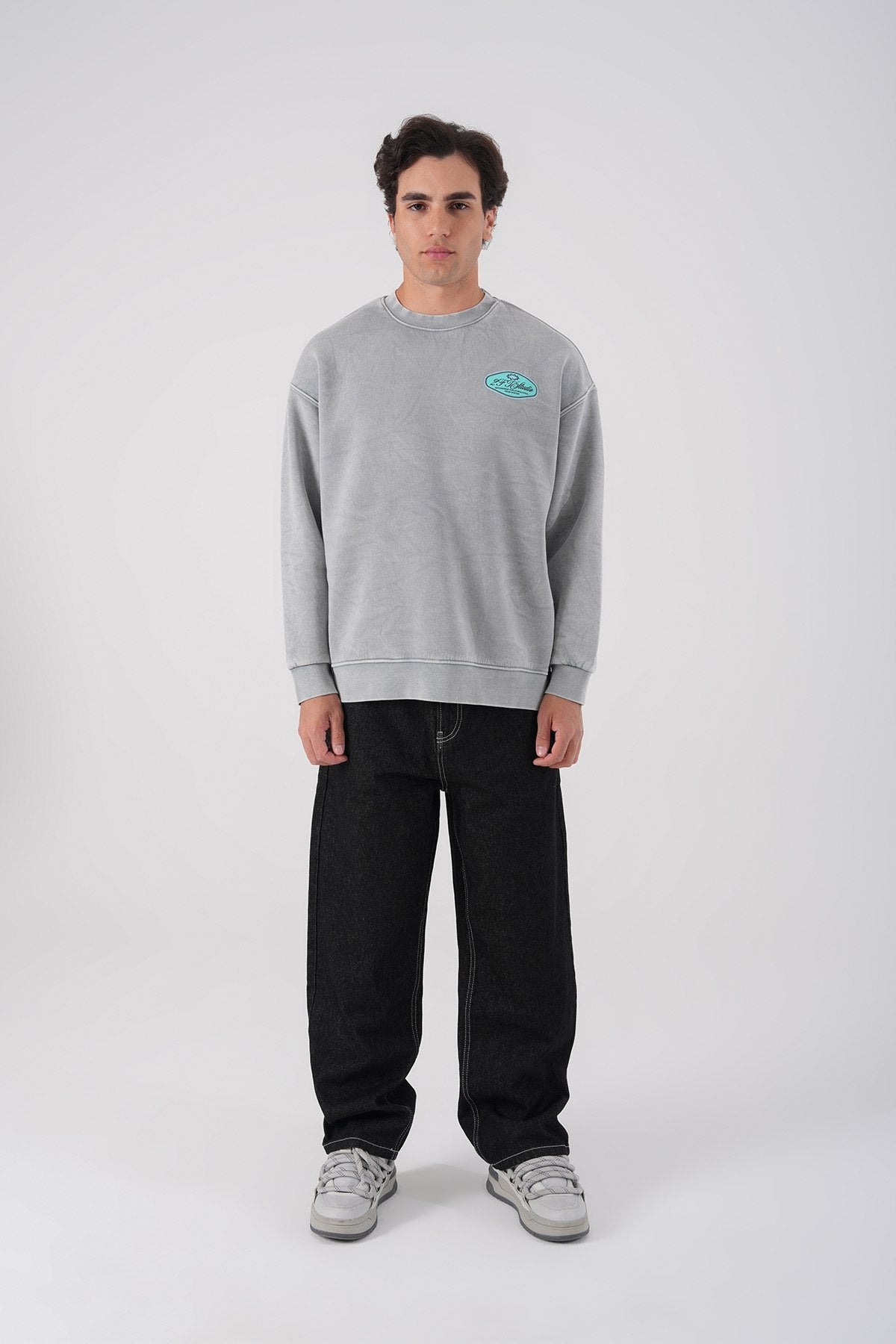 Unisex Washed Graphic Sweatshirt – "Reasonable" Back Print Withinblack