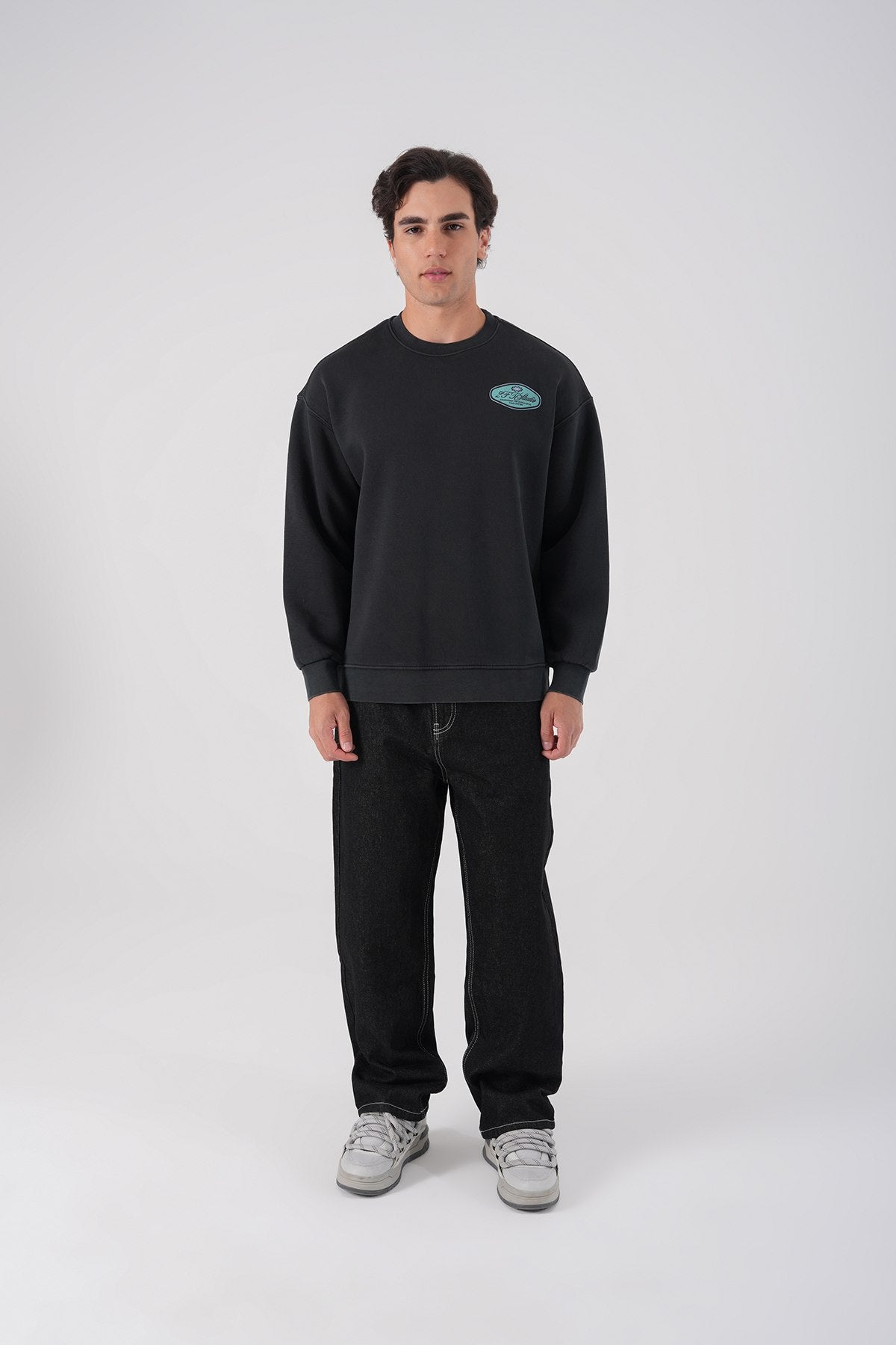 Unisex Washed Graphic Sweatshirt – "Reasonable" Back Print Withinblack