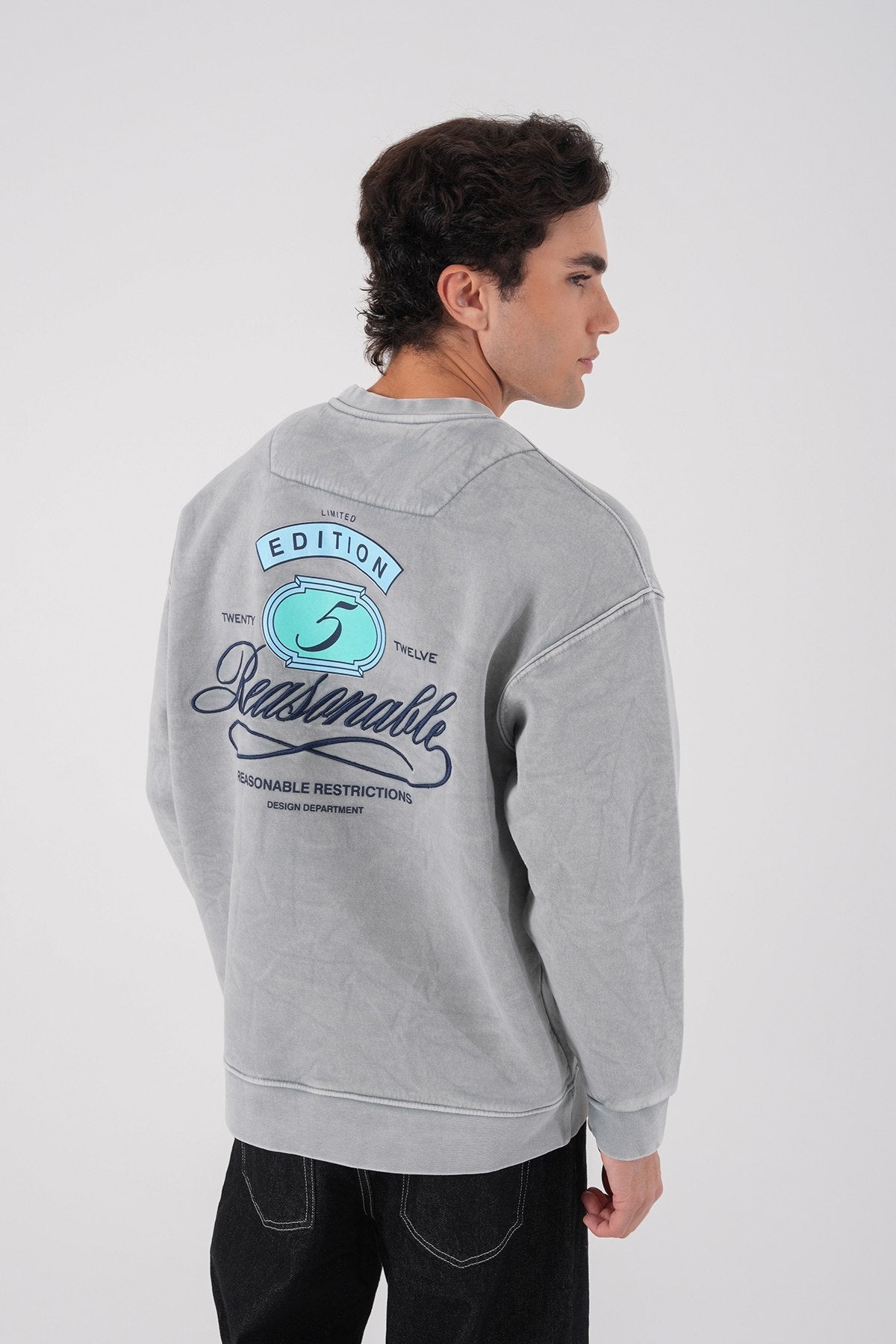 Unisex Washed Graphic Sweatshirt – "Reasonable" Back Print Withinblack