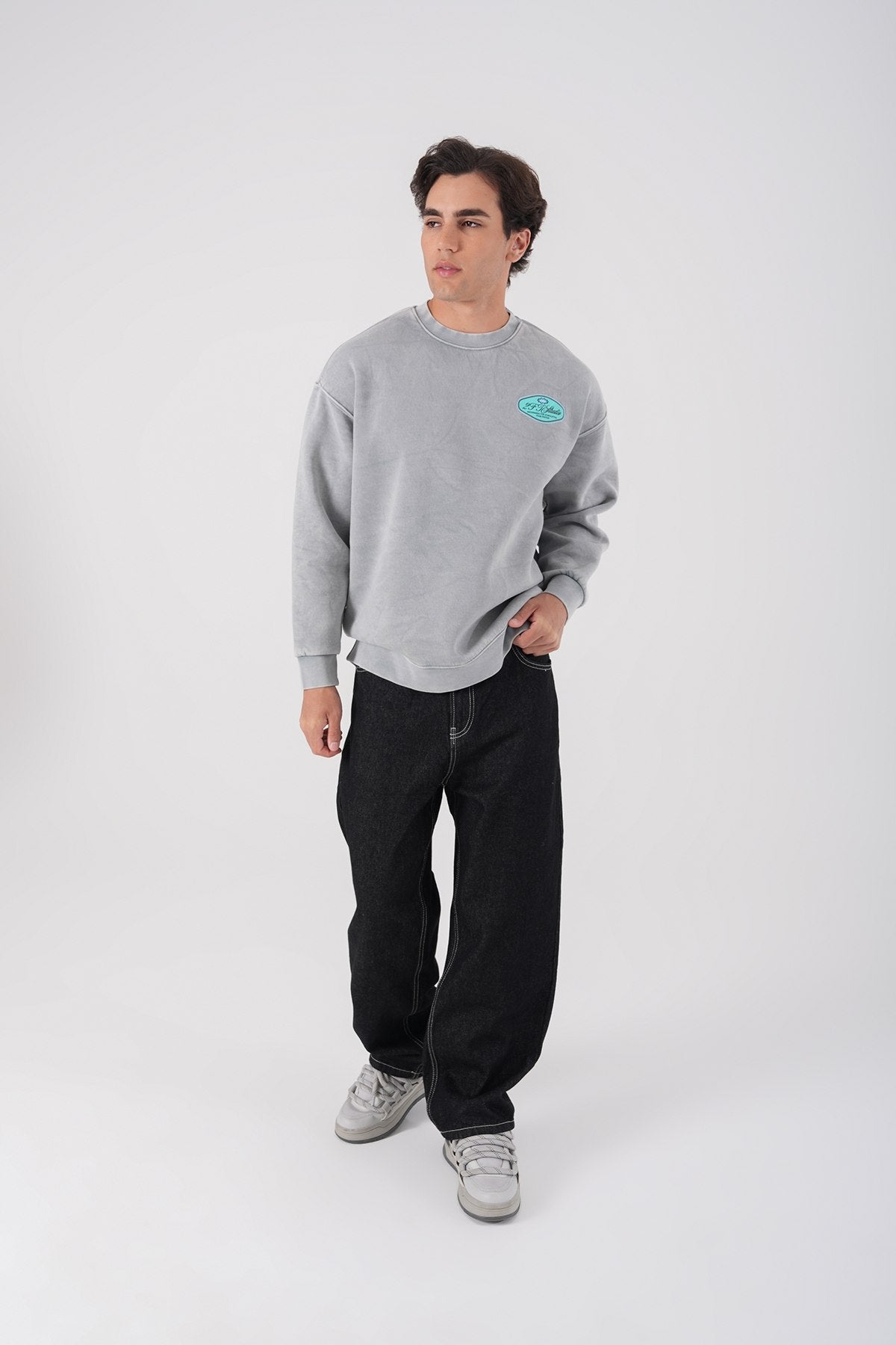 Unisex Washed Graphic Sweatshirt – "Reasonable" Back Print Withinblack