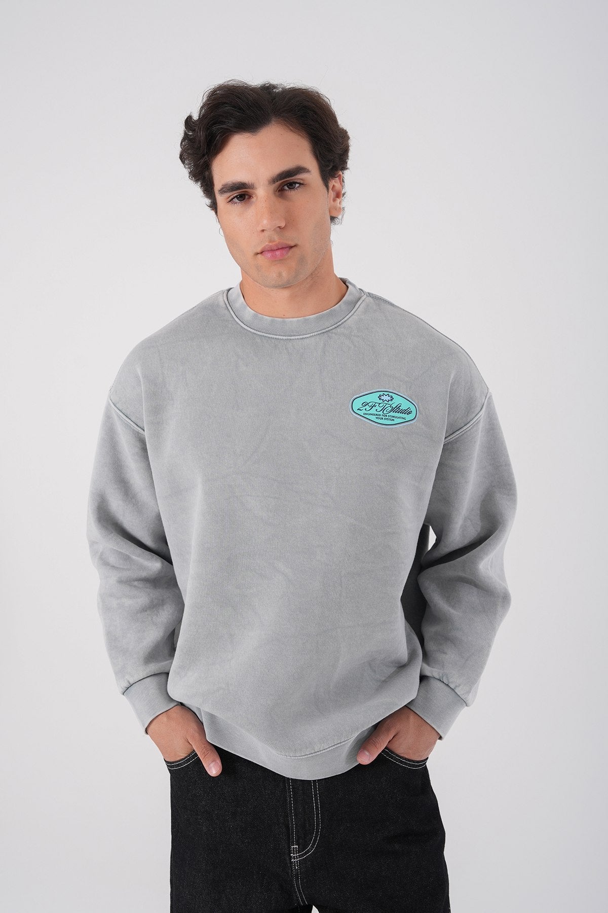 Unisex Washed Graphic Sweatshirt – "Reasonable" Back Print Withinblack