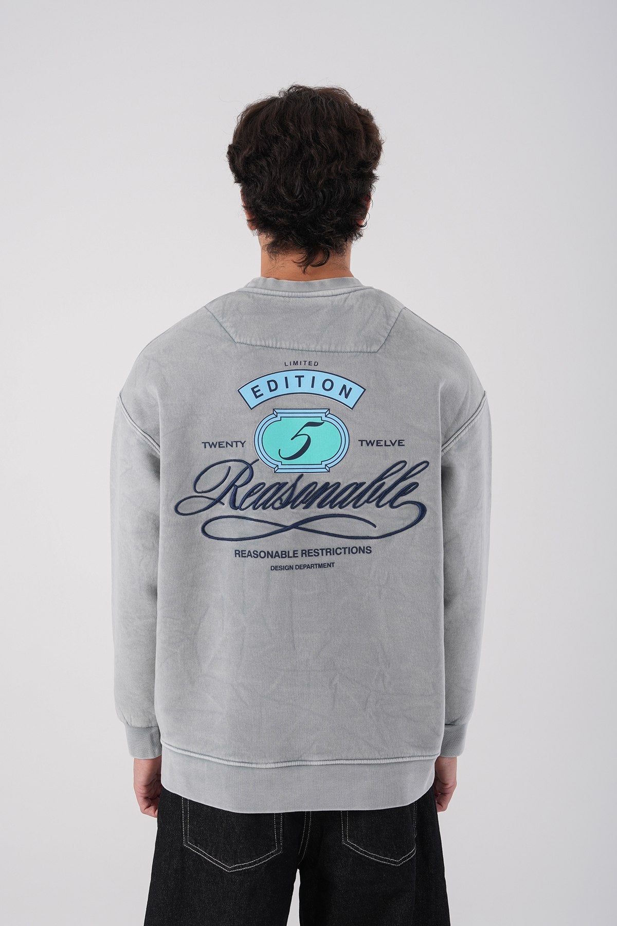 Unisex Washed Graphic Sweatshirt – "Reasonable" Back Print Withinblack