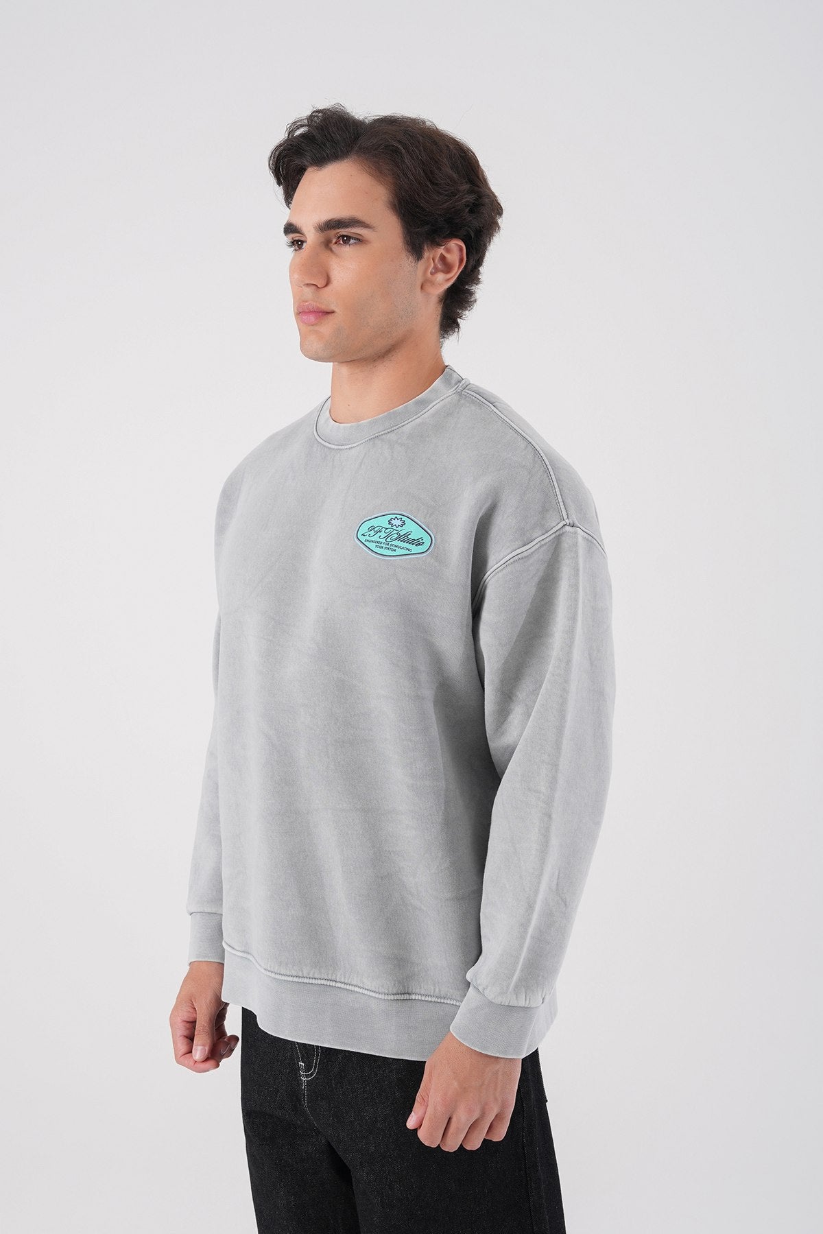 Unisex Washed Graphic Sweatshirt – "Reasonable" Back Print Withinblack