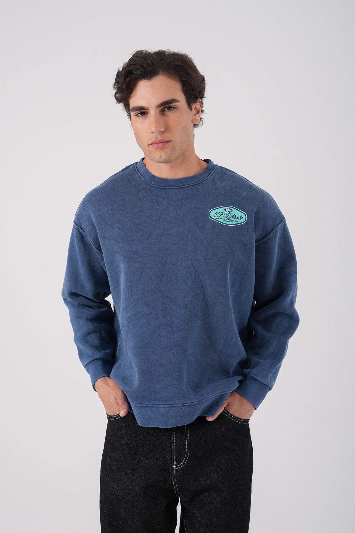 Unisex Washed Graphic Sweatshirt – "Reasonable" Back Print Withinblack