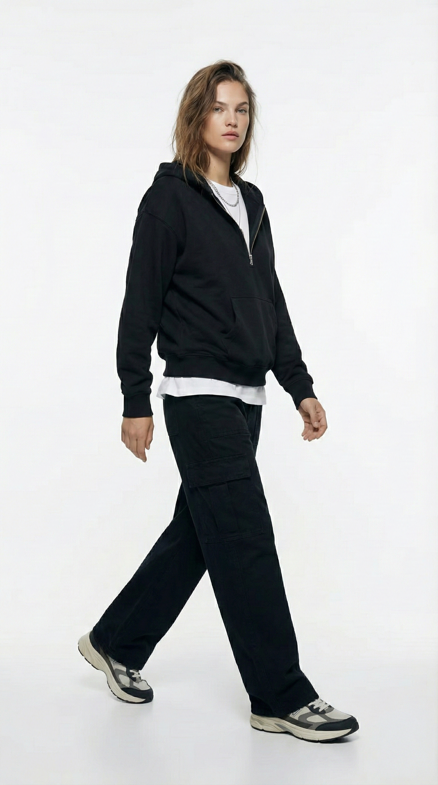 Unisex The Summit Oversized Half-Zip Hoodie | Jet Black Tinyloverclothing