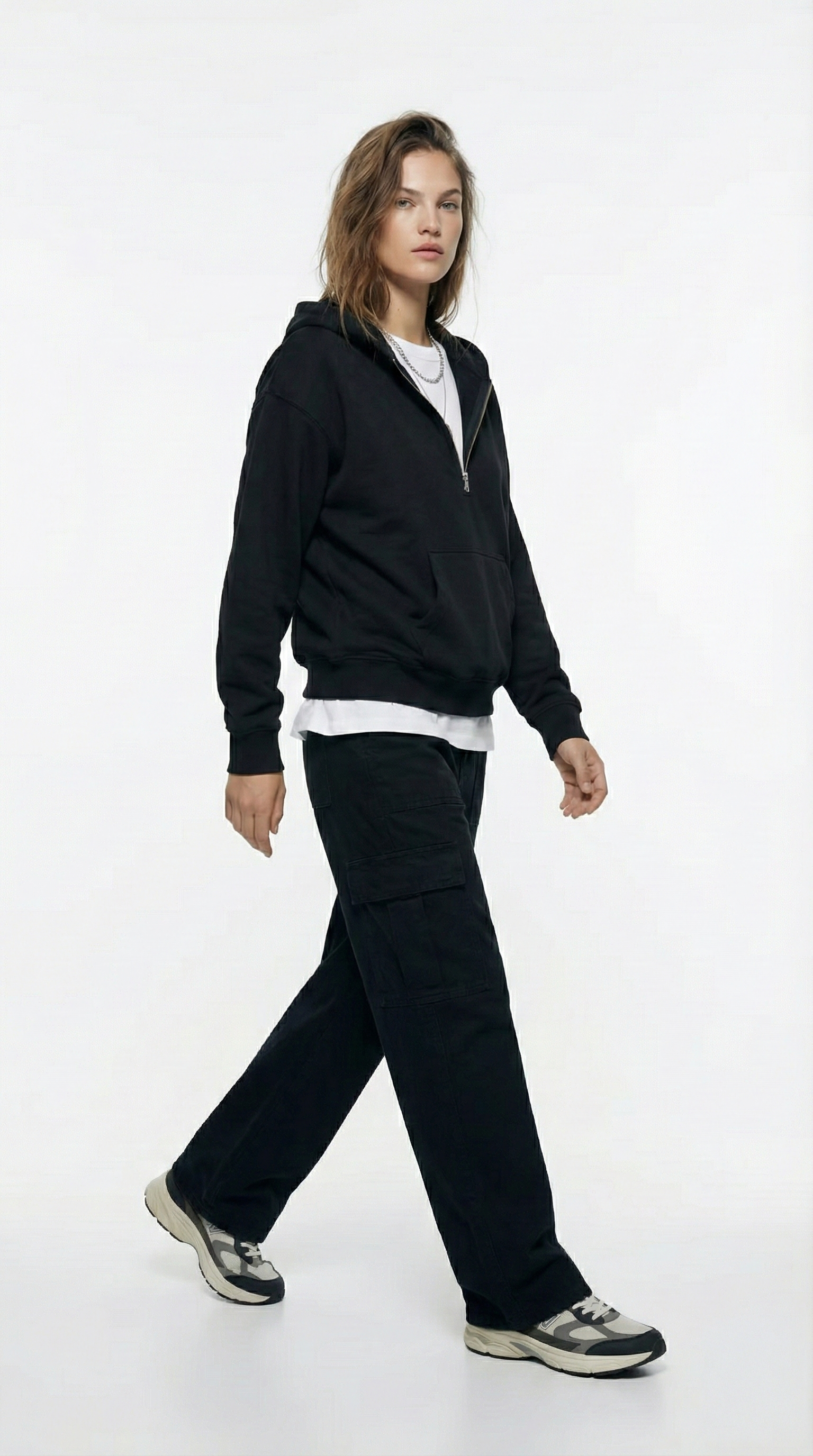 Unisex The Summit Oversized Half-Zip Hoodie | Jet Black Tinyloverclothing