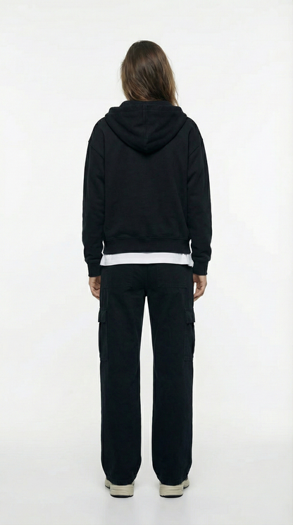 Unisex The Summit Oversized Half-Zip Hoodie | Jet Black Tinyloverclothing