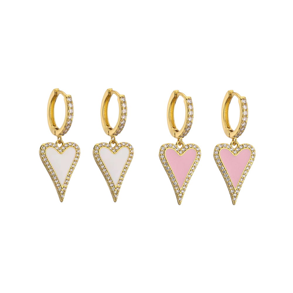 Modern Heart Drop Earrings 18K Gold Non Tarnish Deep South Originals